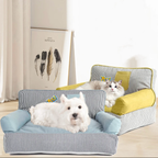 Striped Bolster Pet Sofa Bed – 2 Styles, 3 Sizes