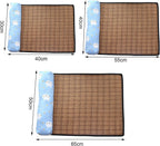 Breathable Rattan-Weave Pet Mat with Pillow – 5 Colors, 3 Sizes