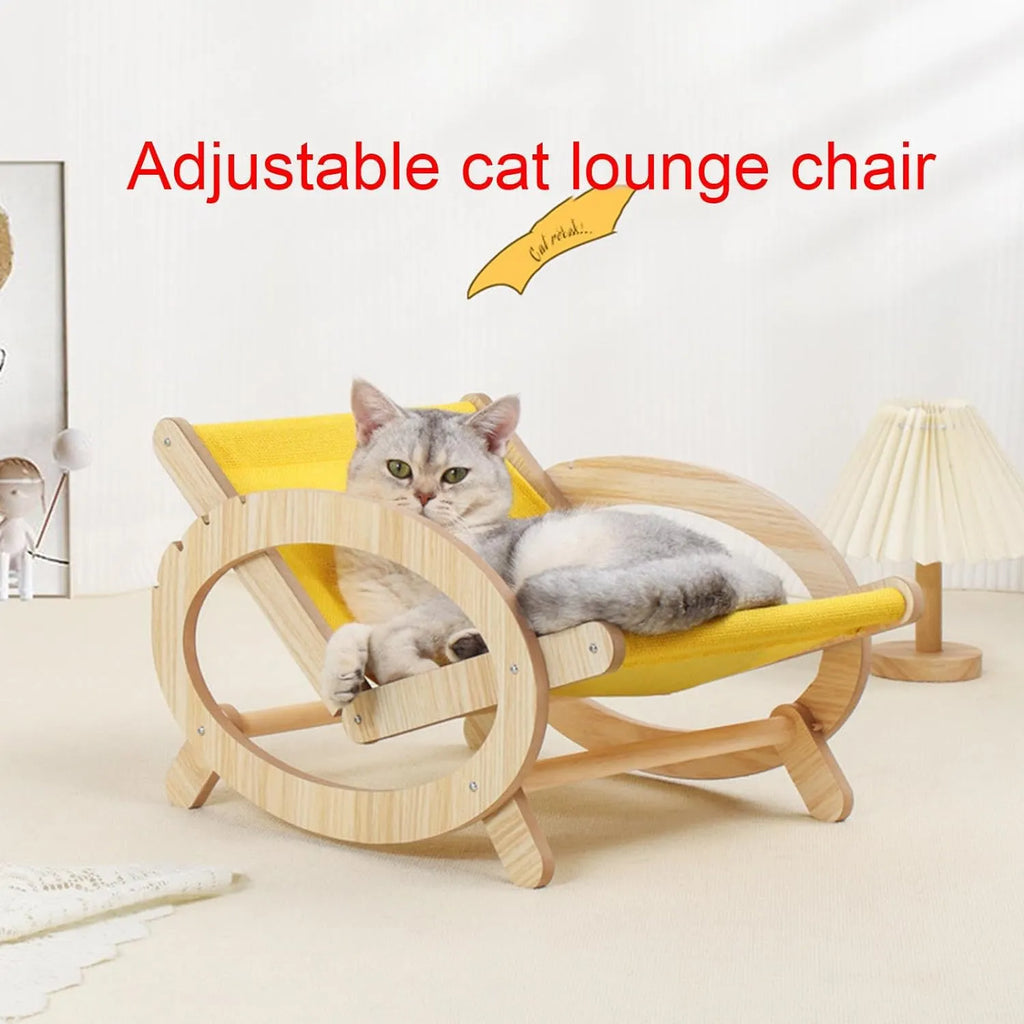 Adjustable Wooden Pet Hammock Lounge Chair