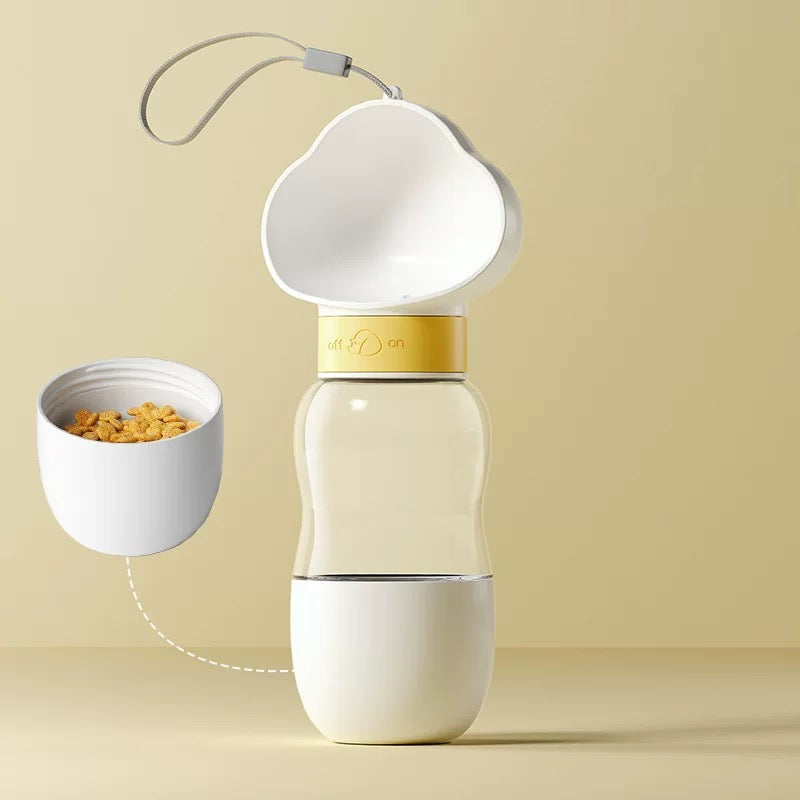 2-in-1 Travel Pet Water Bottle & Food Container – 12 + 7 oz