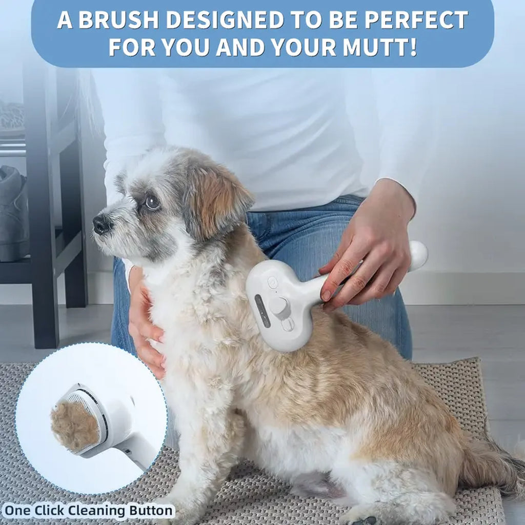 Pet grooming brush in use on a dog