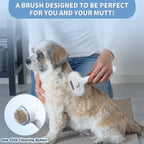 Pet grooming brush in use on a dog