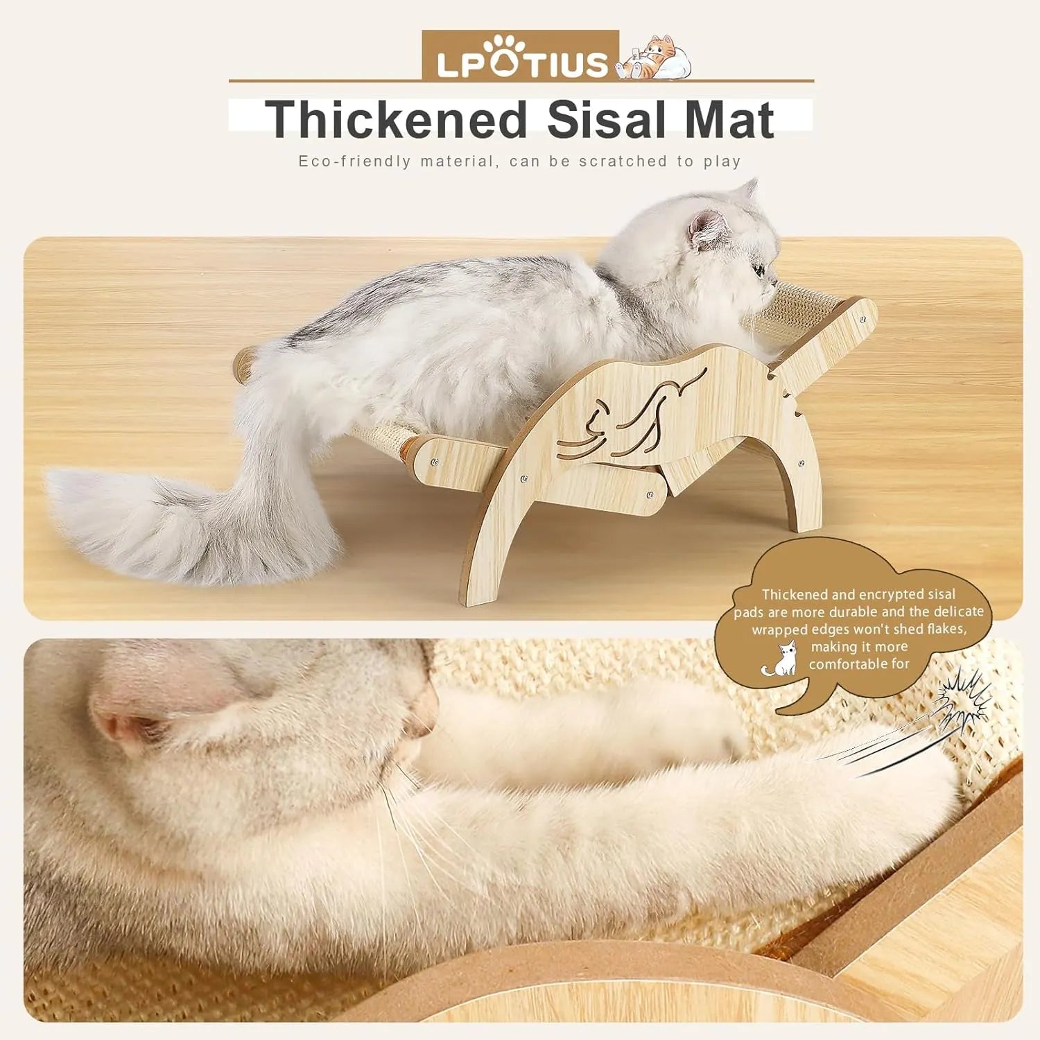 Adjustable Foldable Cat Hammock Chair with Sisal Option