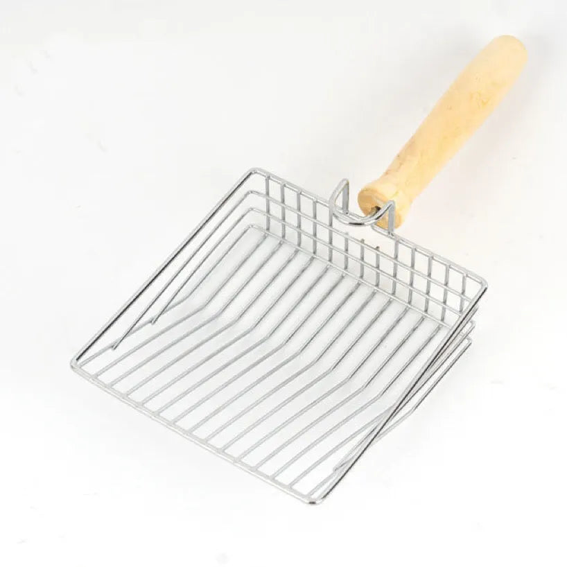 Large Wire Cat Litter Scoop with Wooden Handle – Color & Bag Options