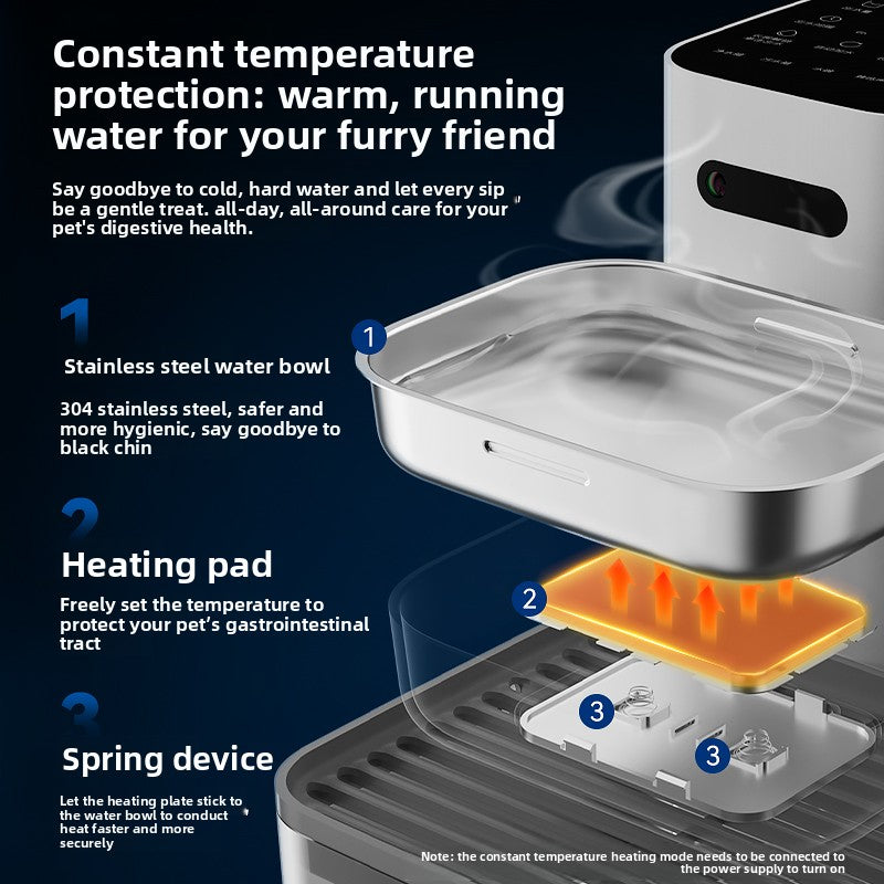 Heated Automatic Pet Water Dispenser with Stainless Steel Bowl