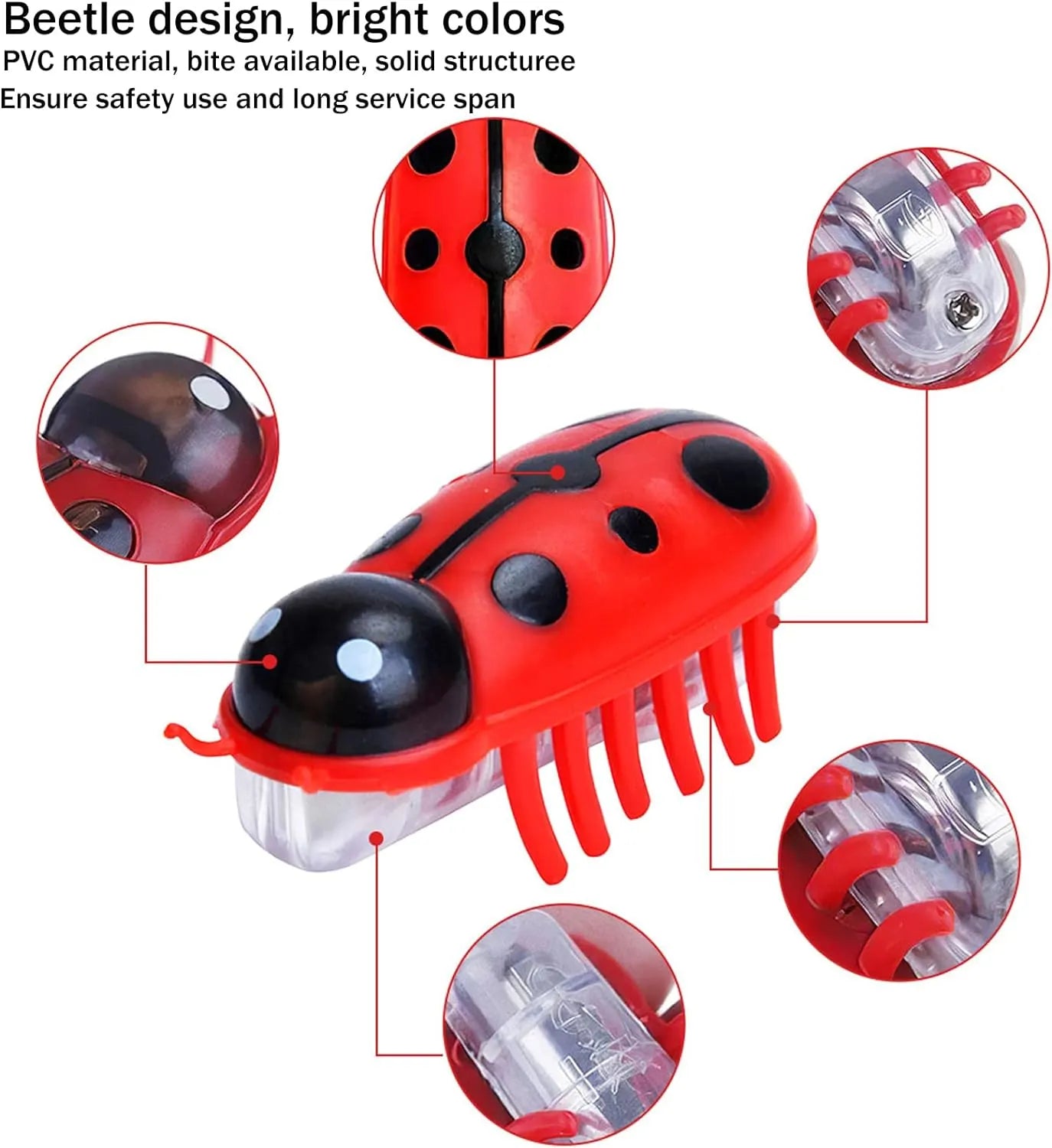 Electronic Crawling Bug Cat Toys – Random Colors, 2–6 Pack