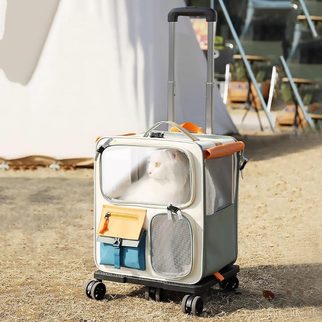 Collapsible Rolling Pet Carrier with Detachable Trolley