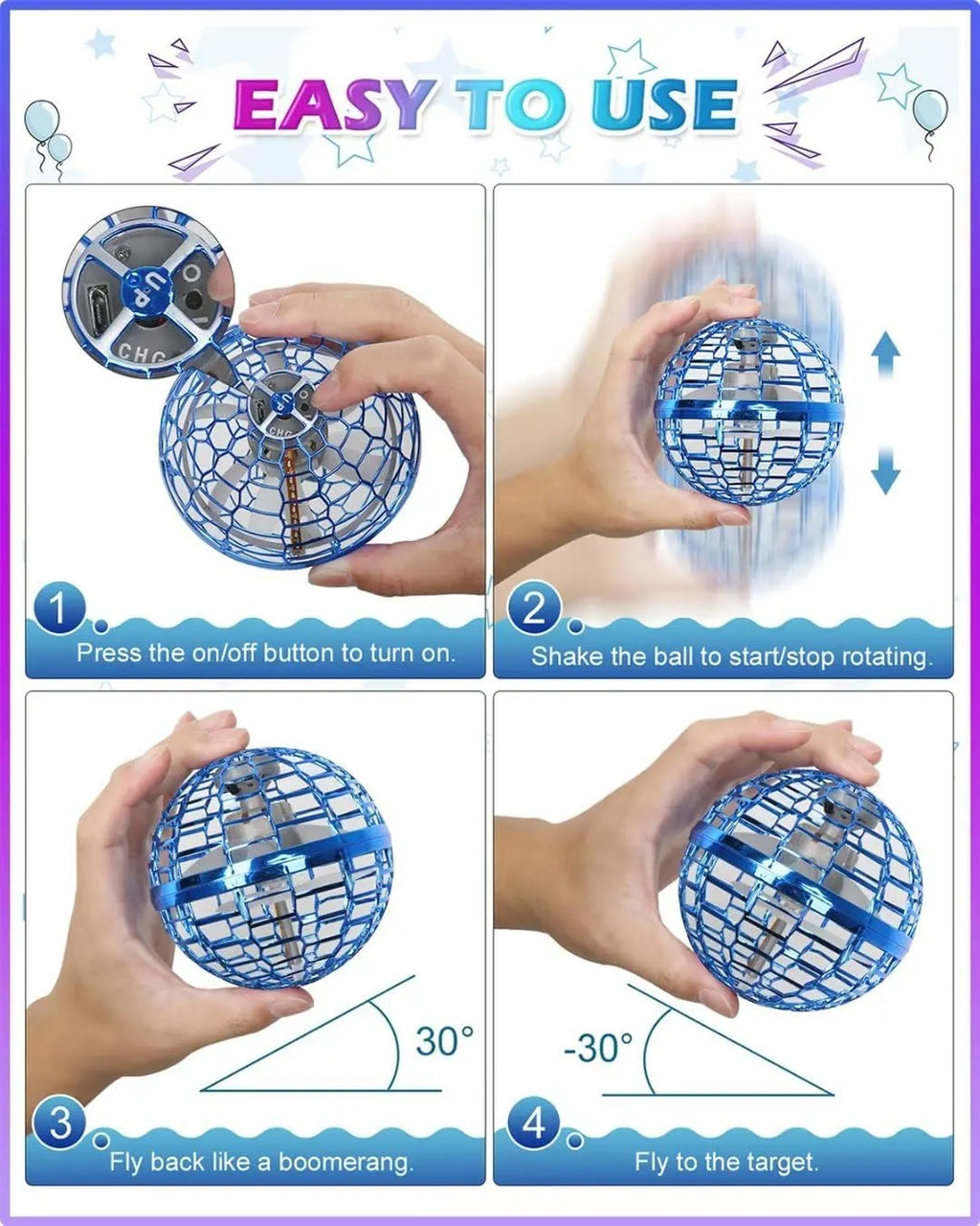 Hand-Controlled LED Flying Orb Ball – 3 Colors