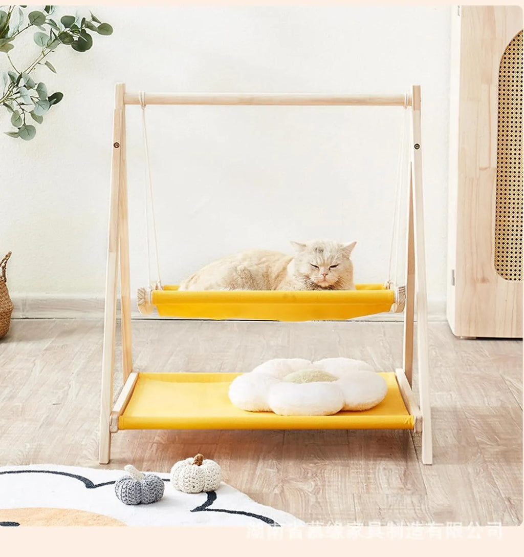 Wooden Hanging Hammock Bed for Cats & Small Pets