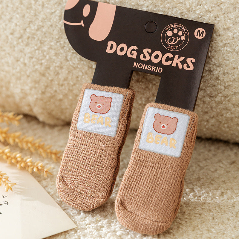 Non-Slip Dog Socks – 4-Piece Set, 8 Styles, 3 Sizes