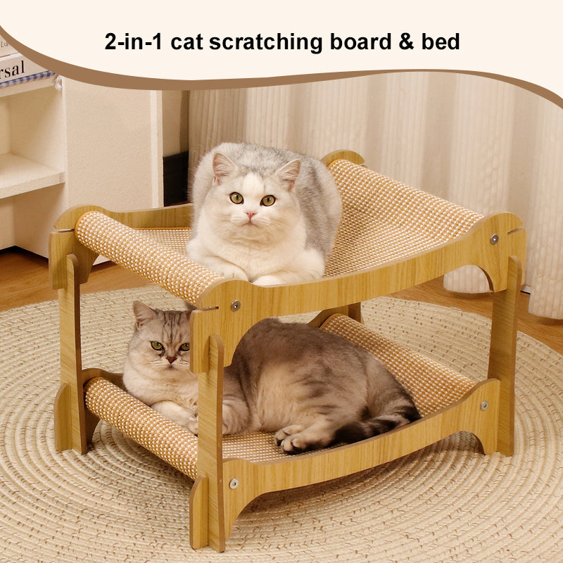 2-Tier Cat Hammock Bed with Optional Door Curtain