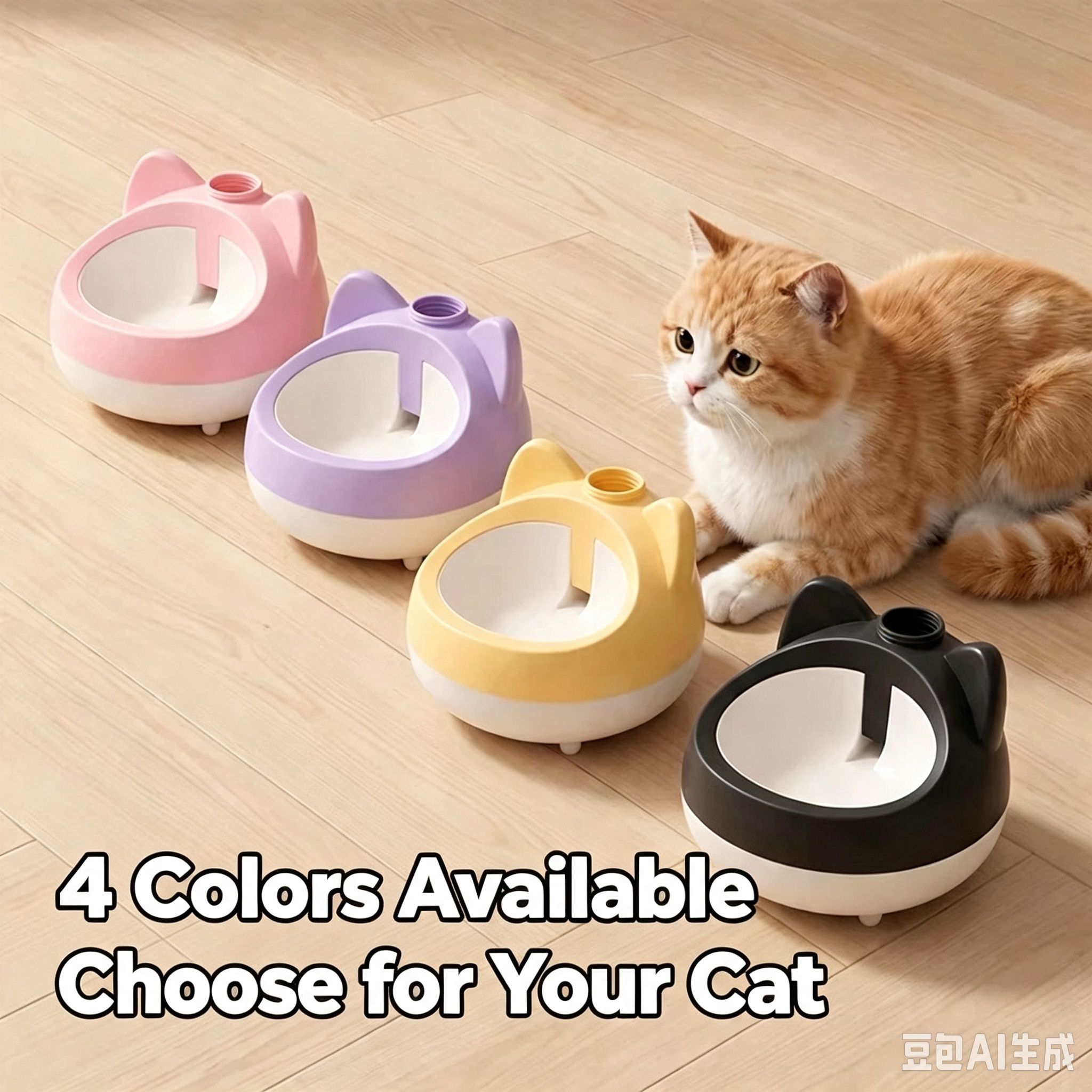 Cat-Ear Gravity Pet Water Dispenser with Weighted Base – 4 Colors