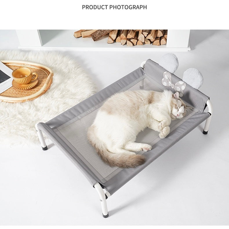 Elevated Pet Camp Bed – Grey or Yellow, 3 Sizes