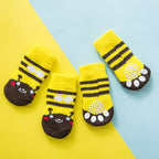 Non-Slip Dog Socks – 4-Piece Set, 8 Styles, 3 Sizes