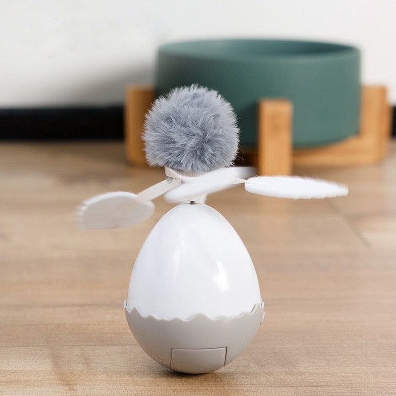 Electronic Tumbler Cat Toy with Pom-Pom & Feathers