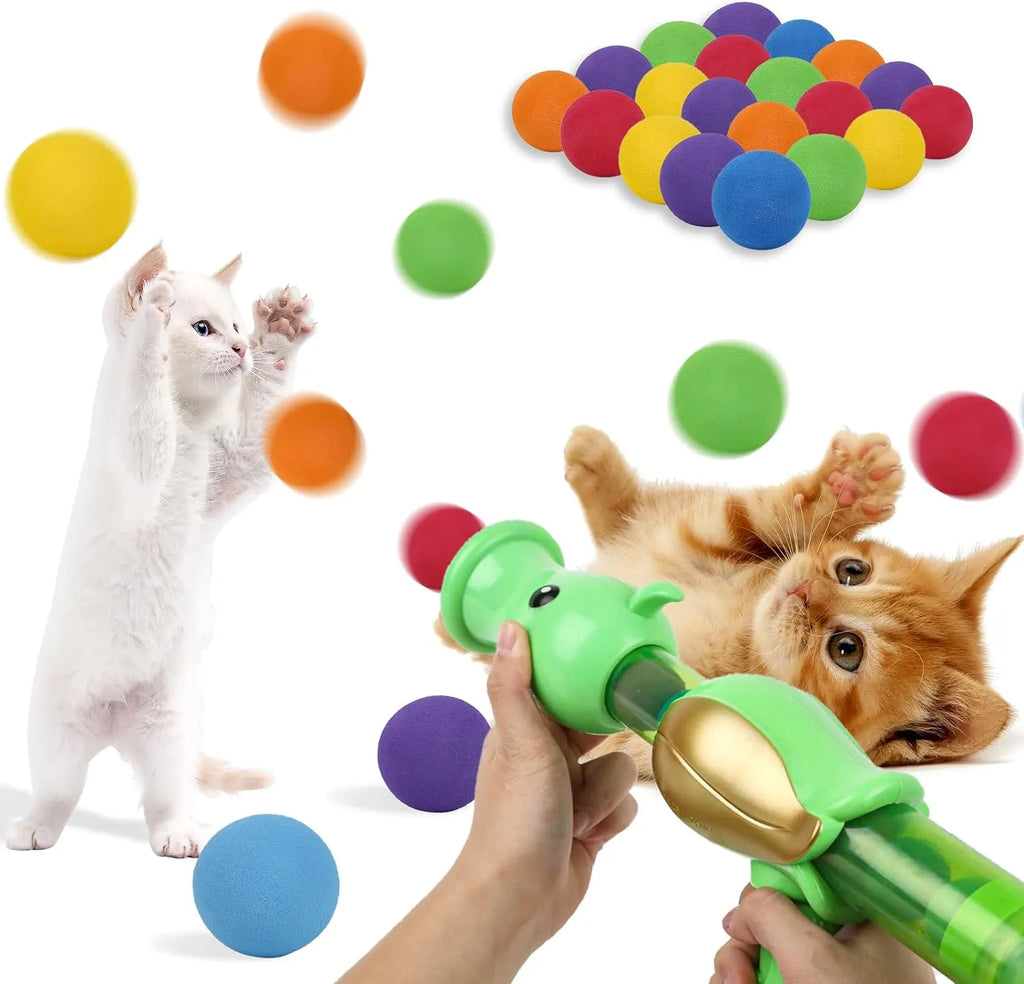 Foam Ball Launcher Set for Interactive Cat Play
