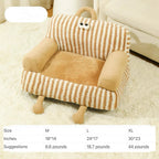 Cartoon Striped Pet Sofa Bed – 2 Colors, 3 Sizes