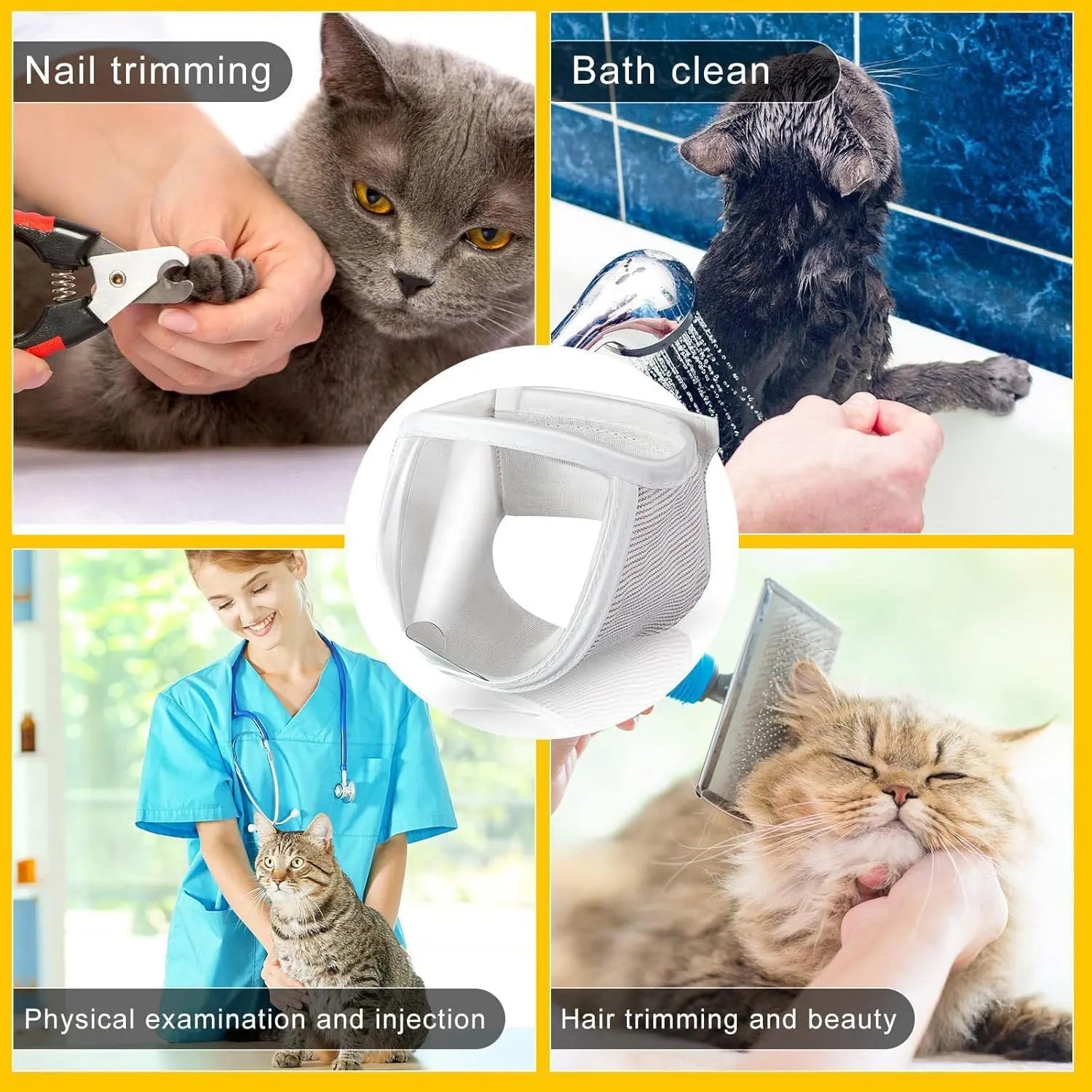 Transparent Cat Grooming Muzzle for Nail Trimming