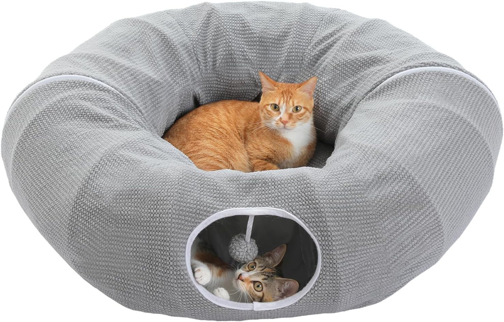 Washable Plush Donut Cat Tunnel Bed – 5 Designs
