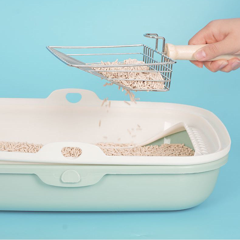 Large Wire Cat Litter Scoop with Wooden Handle – Color & Bag Options