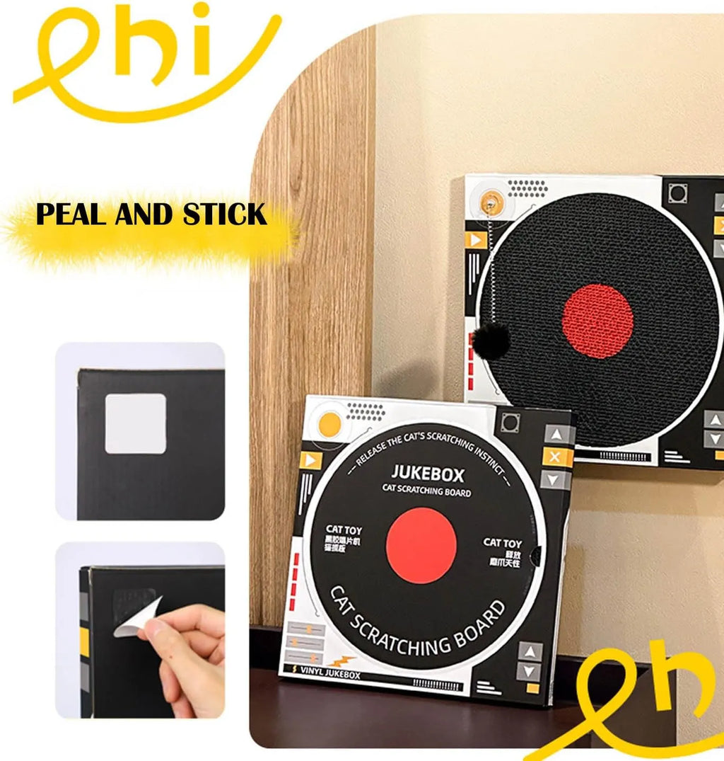 Record Player Cardboard Cat Scratcher with Play Ball – 2 Colors