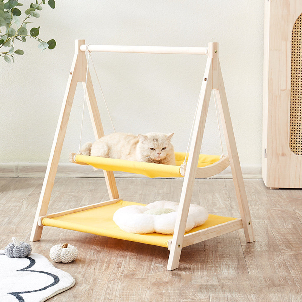 Wooden Hanging Hammock Bed for Cats & Small Pets