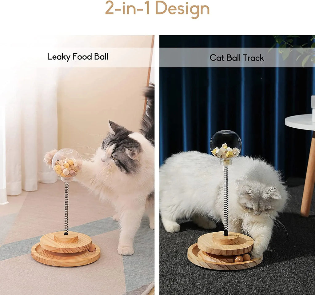 Spring-Mounted Interactive Cat Treat Dispenser Toy
