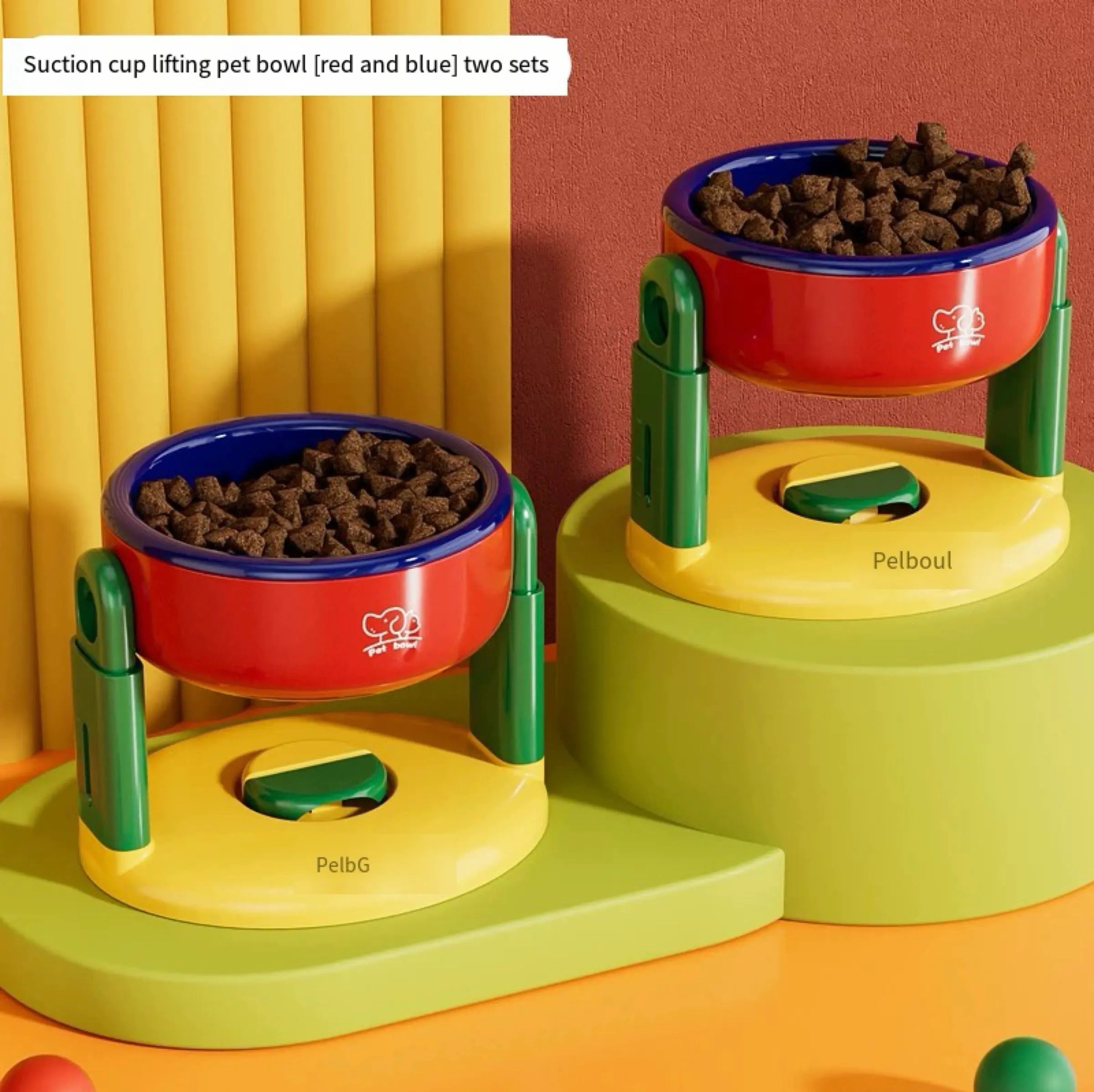 Adjustable-Height Cat Bowl in Red or Pink