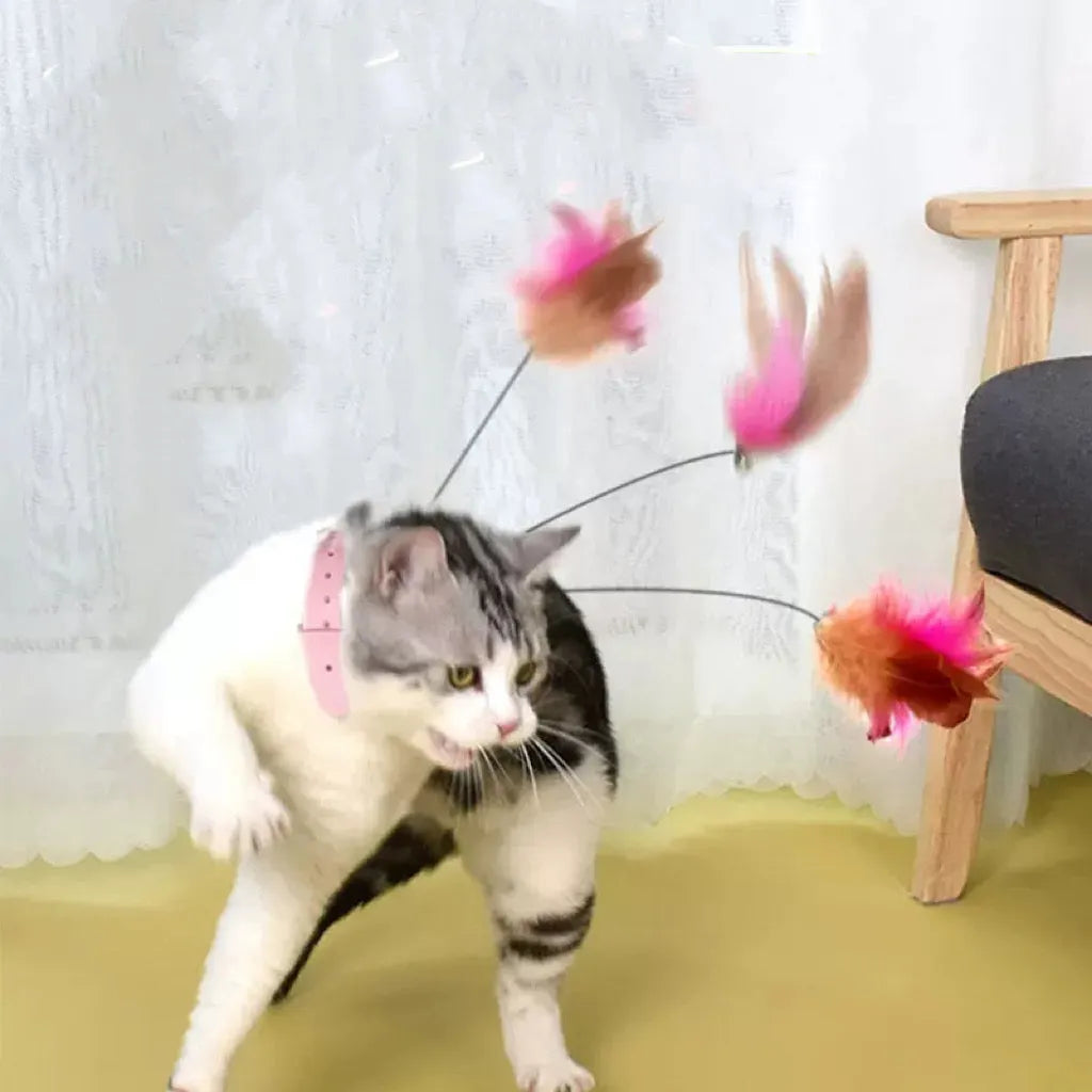 Flexible Feather Cat Wand with Bell and Floor Base – 2 Colors