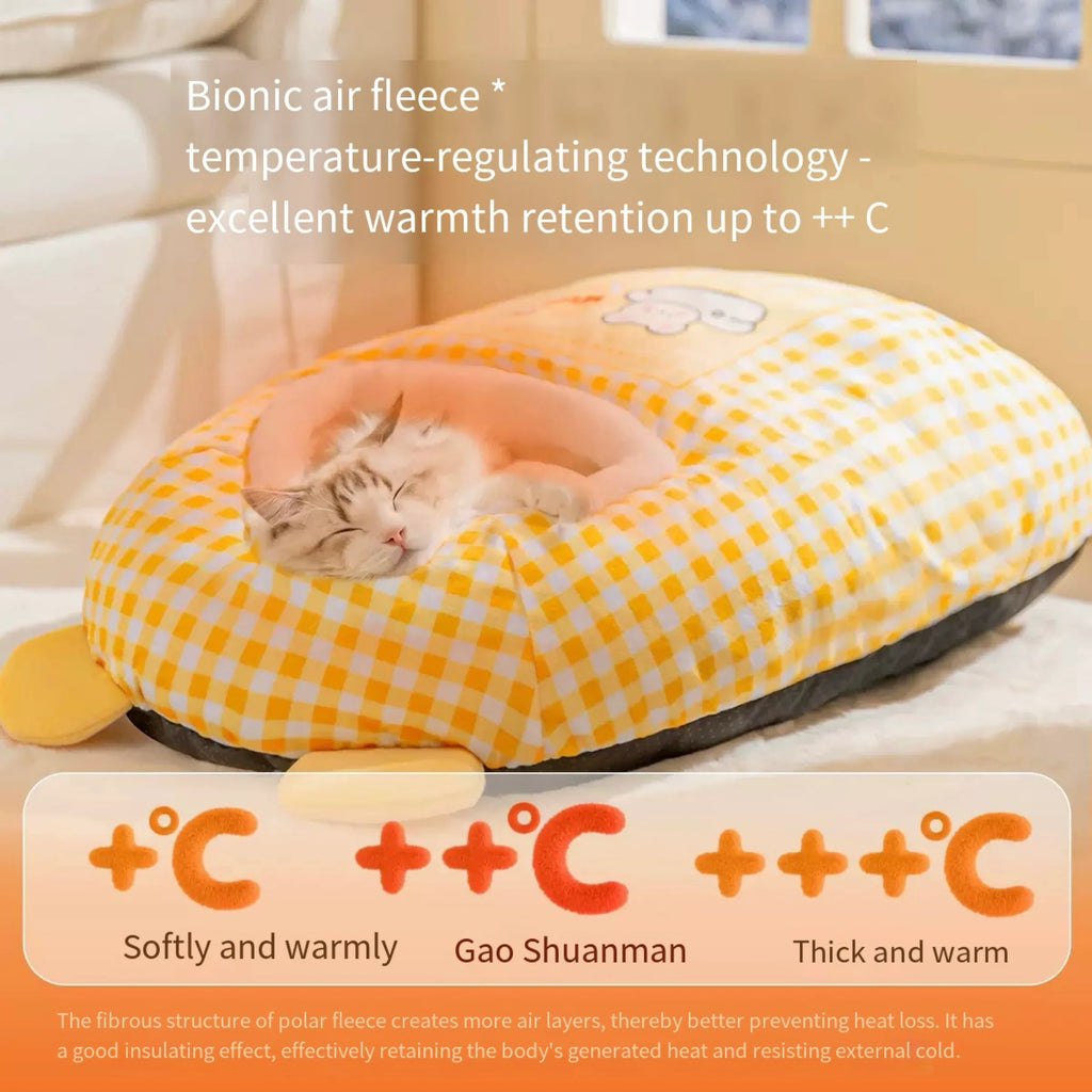Semi-Enclosed Plush Cat Nest Bed – 2 Colors, 3 Sizes