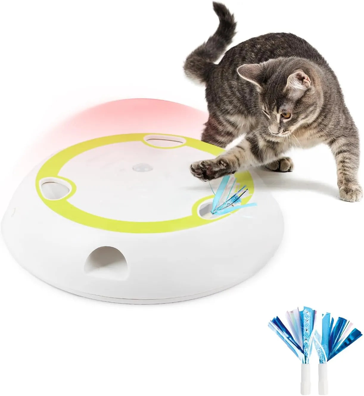 Automatic Pop-Up Feather Cat Toy with Rotating Track