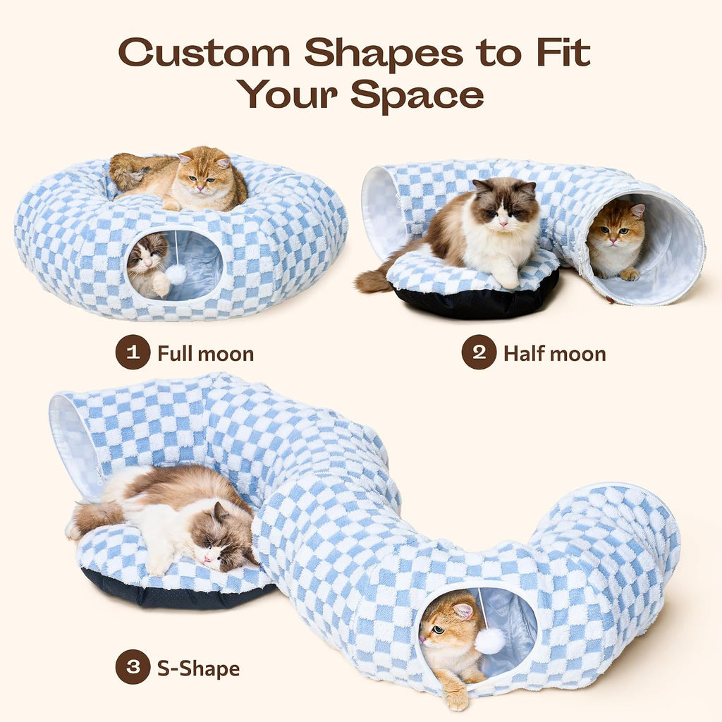 Plush Donut Cat Tunnel Bed – 4 Colors