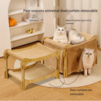 2-Tier Cat Hammock Bed with Optional Door Curtain