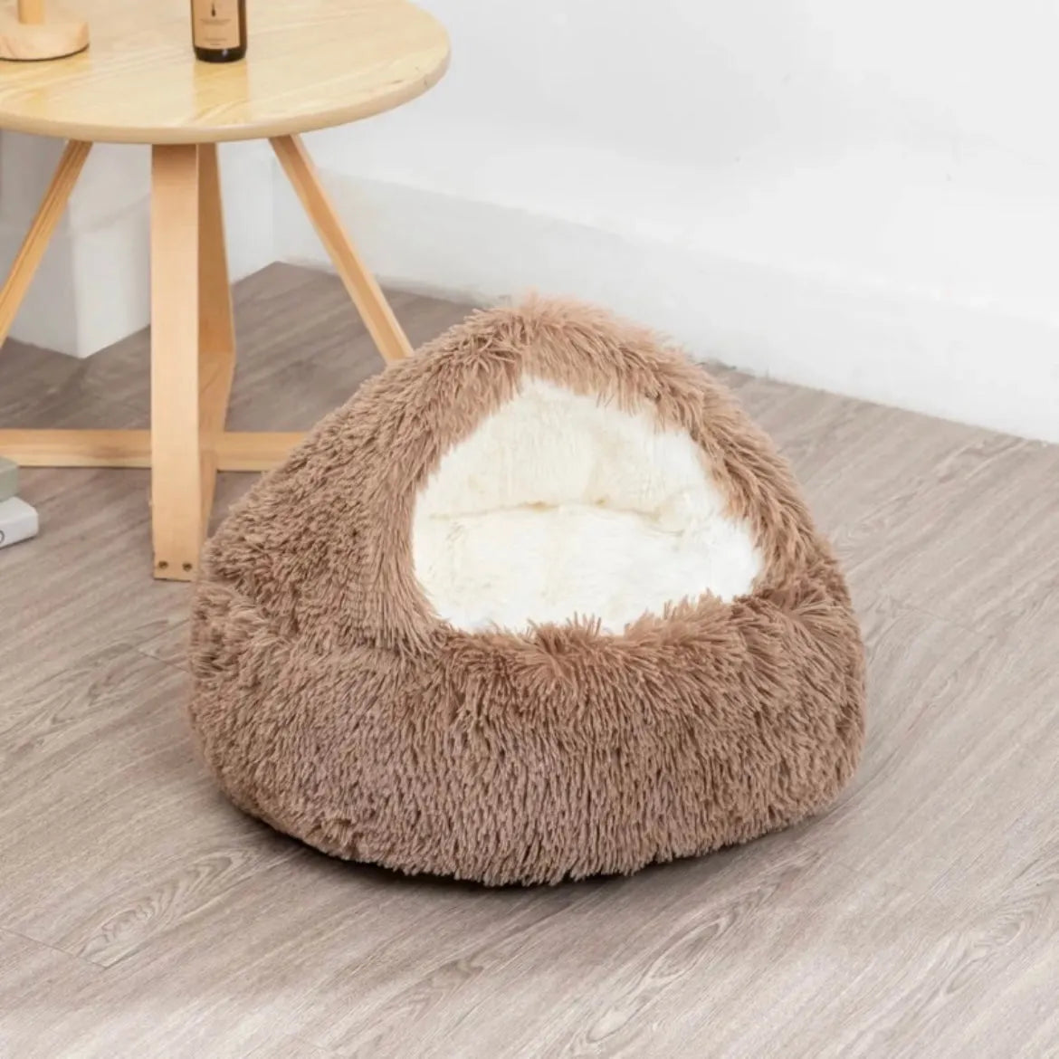 Hooded Round Calming Cave Bed for Cats & Dogs