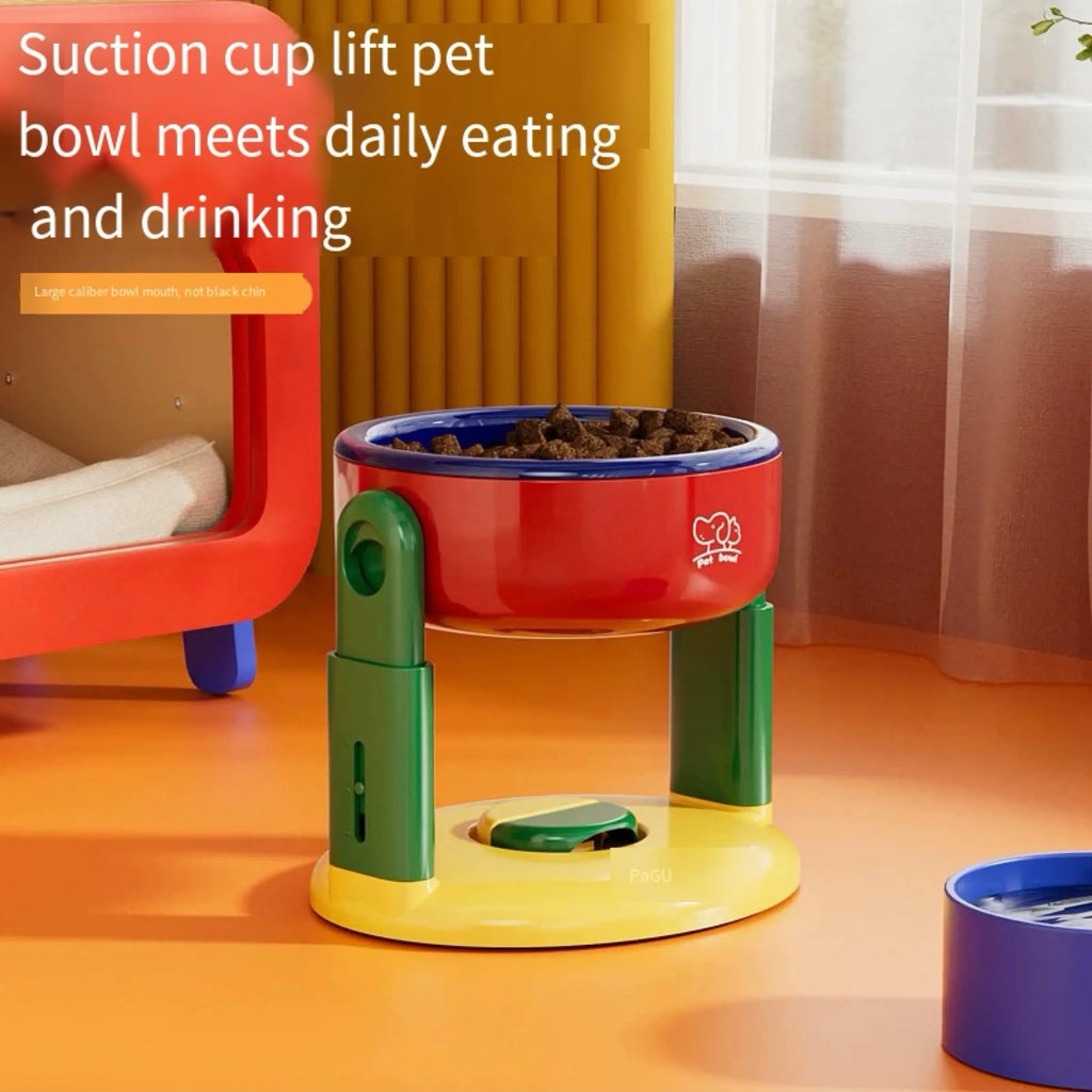 Adjustable-Height Cat Bowl in Red or Pink