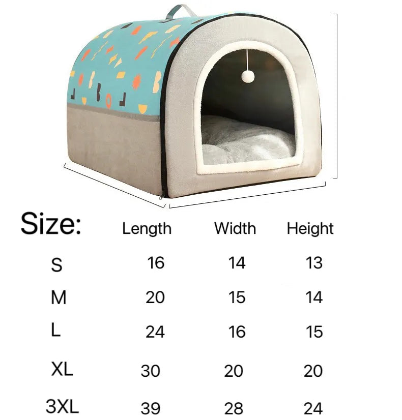 2-in-1 Foldable Pet Cave Bed – 3 Styles, 5 Sizes