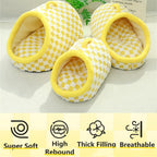 Checkered Plush Cave Bed for Cats & Small Dogs