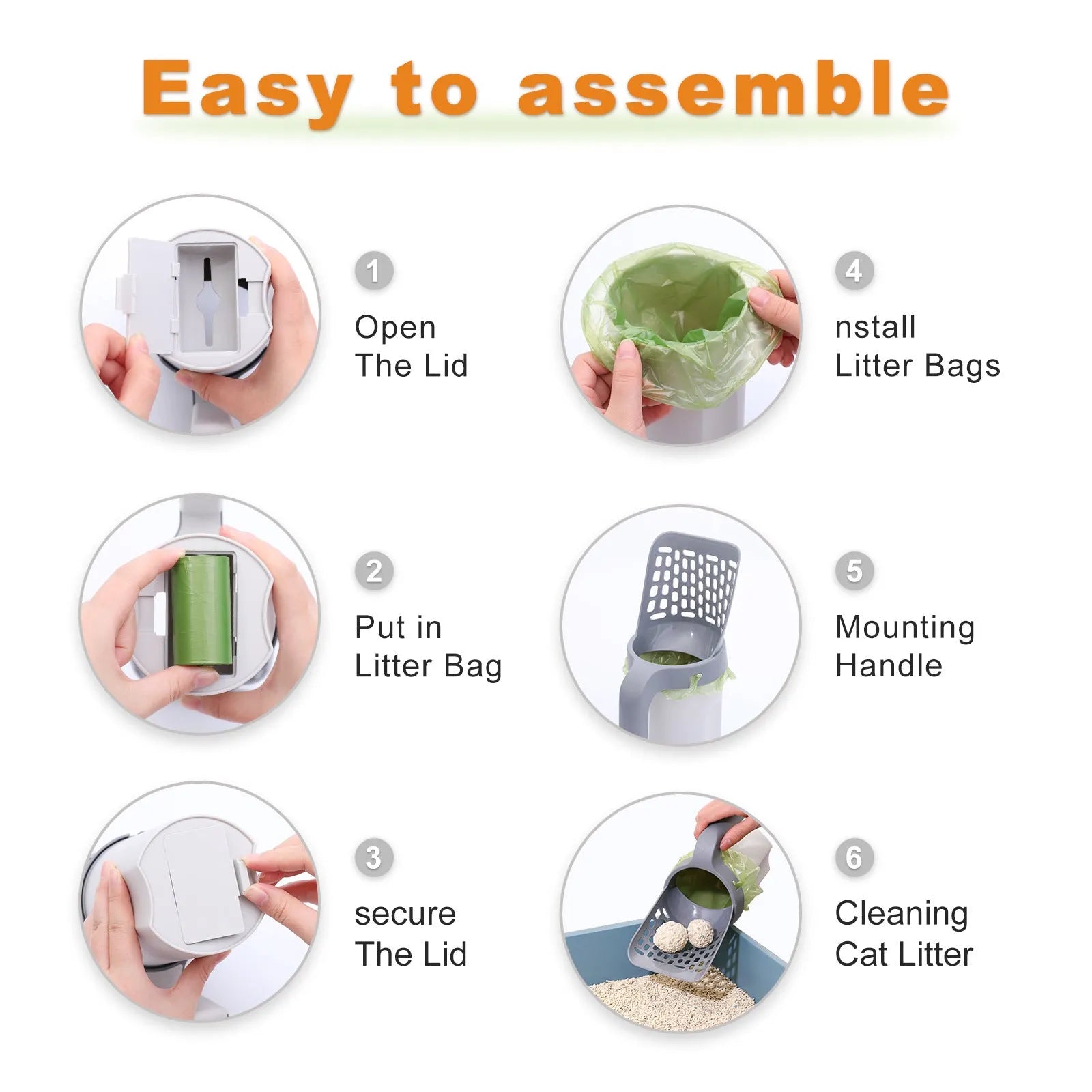 Cat Litter Scooper System with Optional Waste Bags