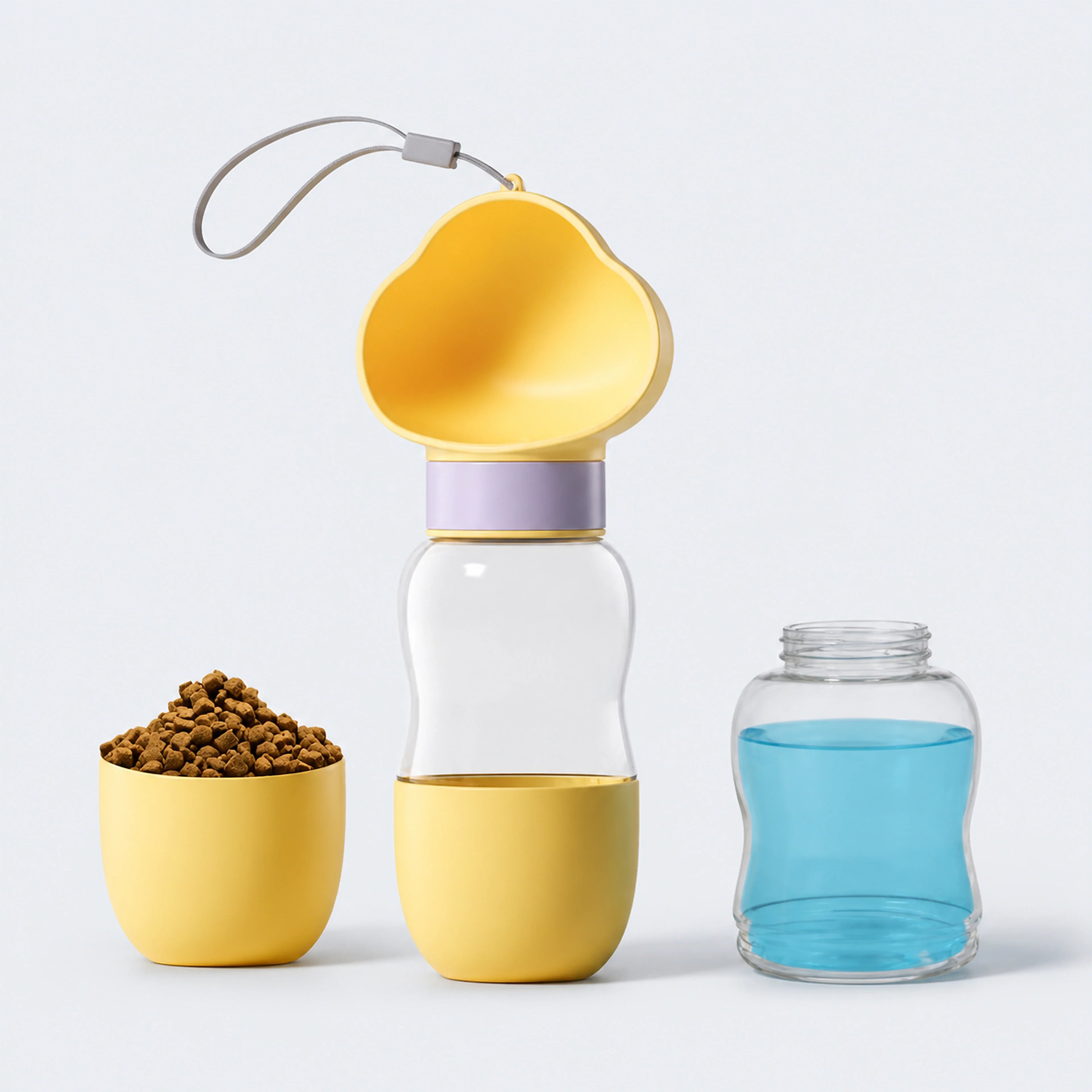 2-in-1 Travel Pet Water Bottle & Food Container – 12 + 7 oz | ALDERKIN