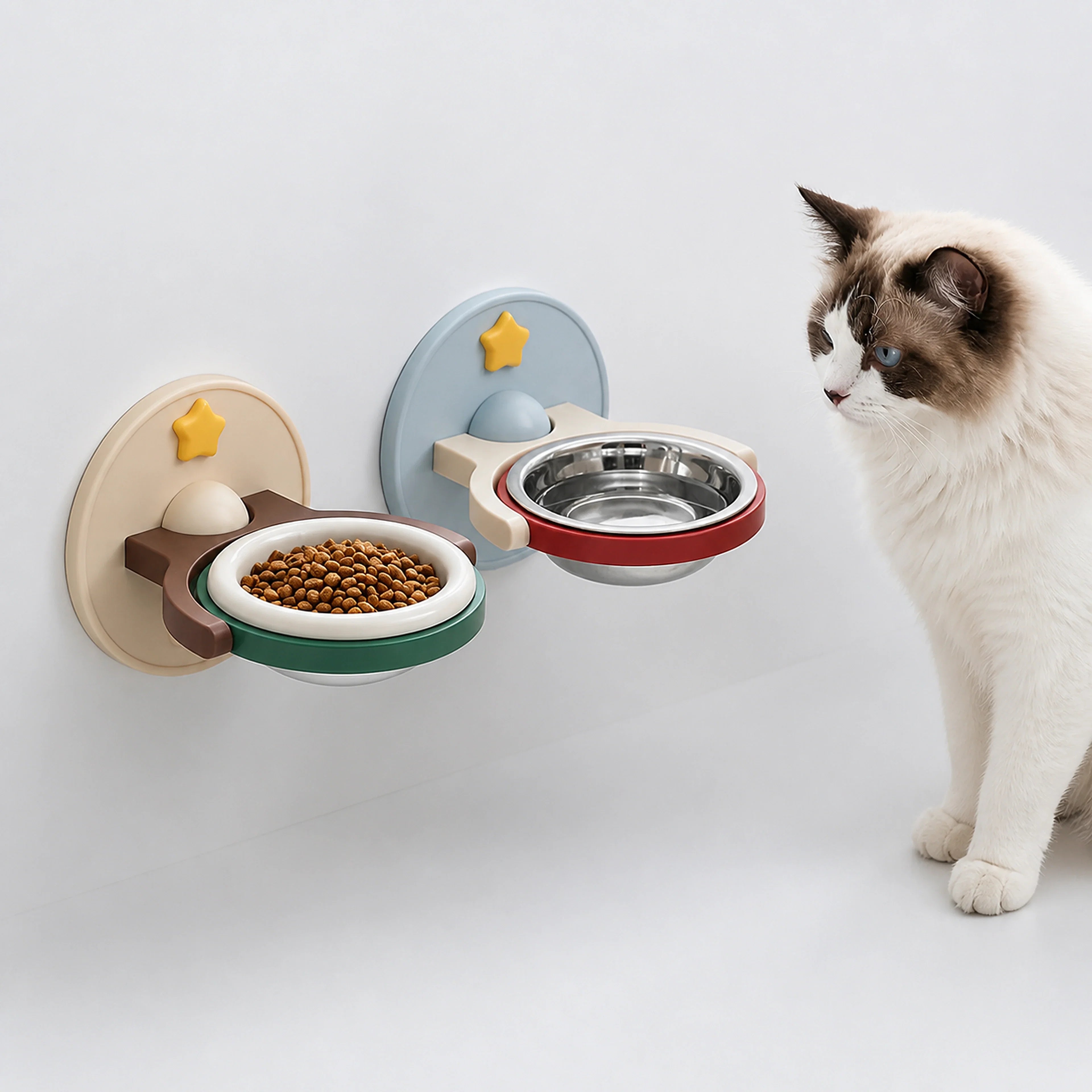 2-in-1 Wall-Mounted Elevated Cat Bowl | ALDERKIN