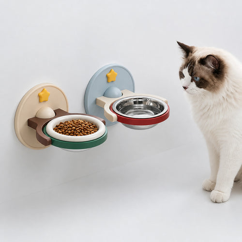 2-in-1 Wall-Mounted Elevated Cat Bowl | ALDERKIN