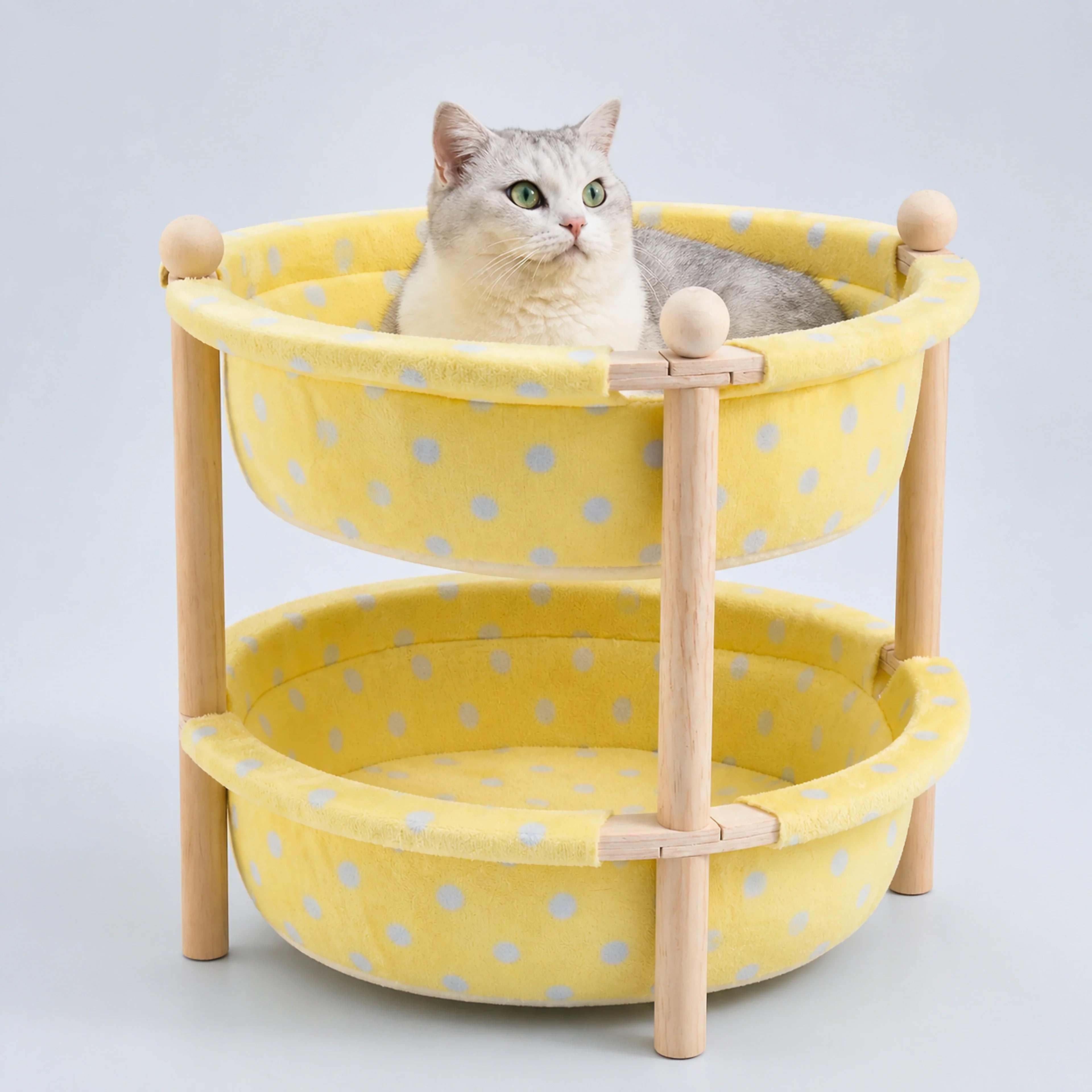 2-Layer Pine Wood Cat Hammock Bed with Washable Covers | ALDERKIN
