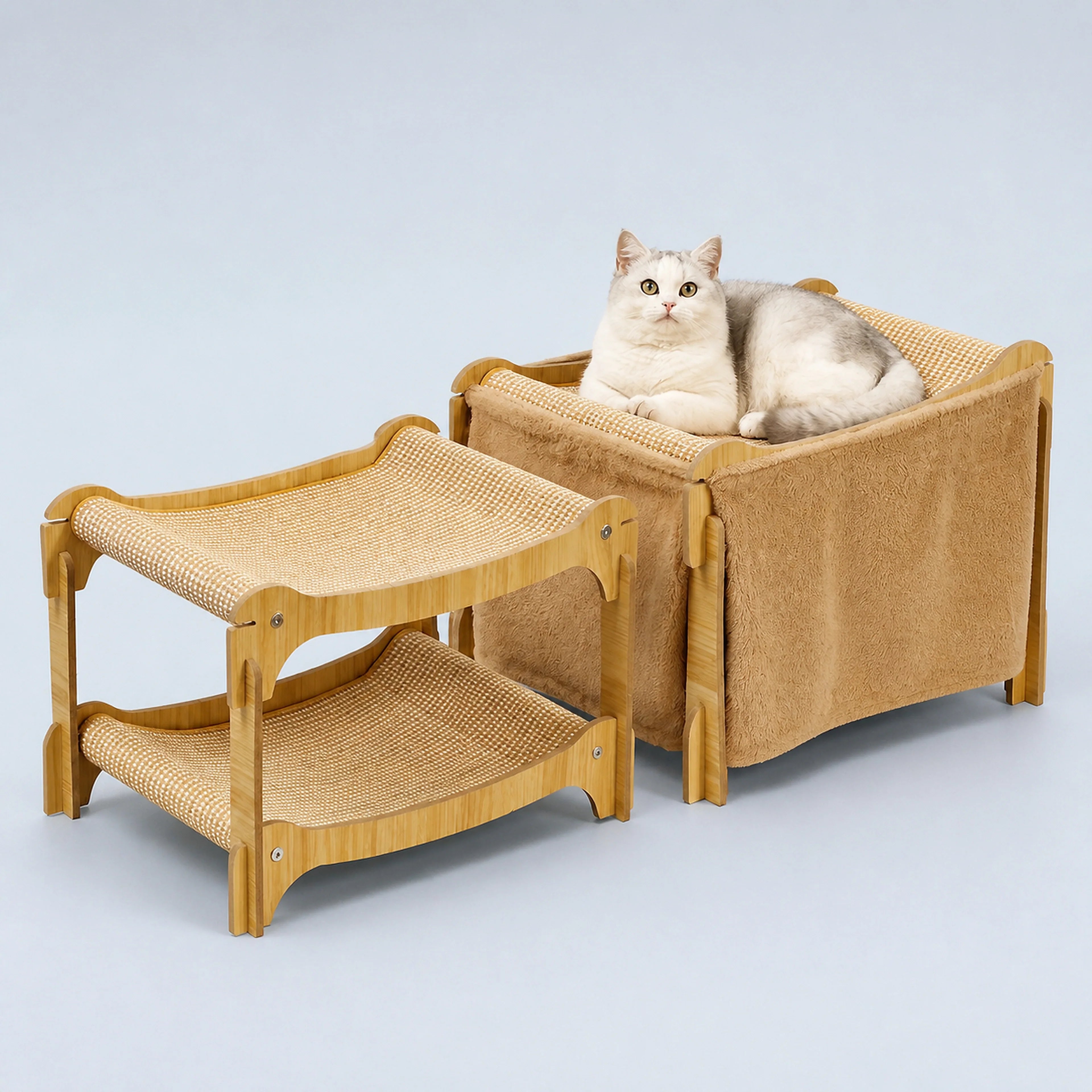 2-Tier Cat Hammock Bed with Optional Door Curtain | ALDERKIN