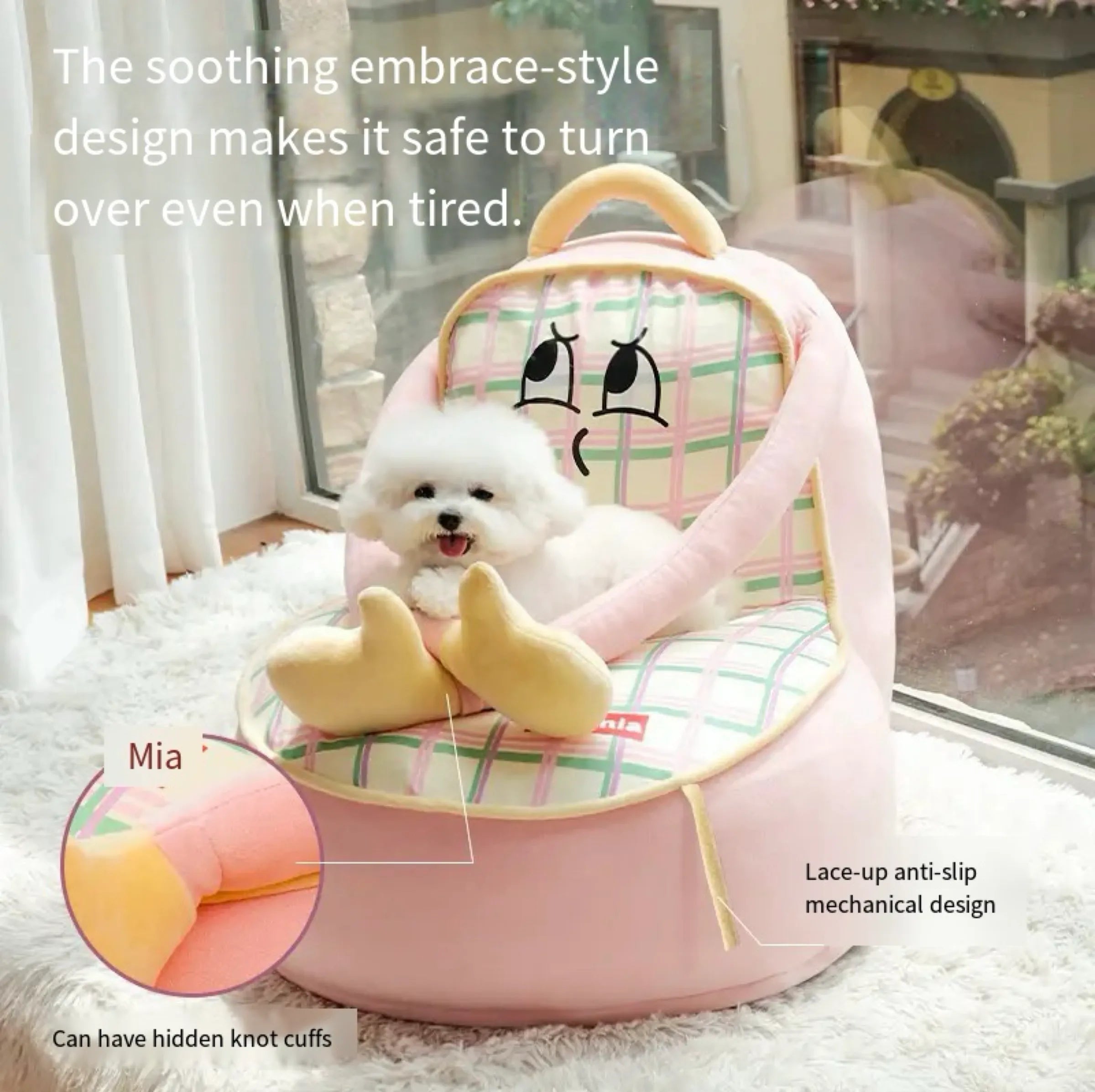 Cartoon Plush Pet Sofa Bed – 2 Colors, 3 Sizes