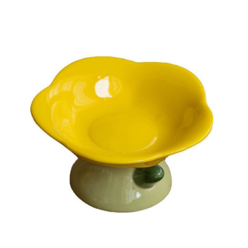 Flower-Shaped Raised Ceramic Cat Bowl – 150 ml