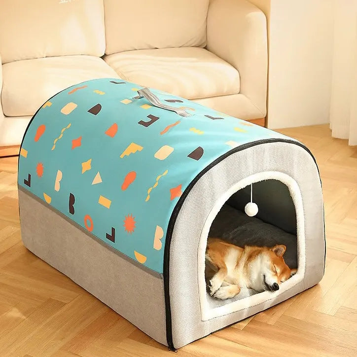 2-in-1 Foldable Pet Cave Bed – 3 Styles, 5 Sizes