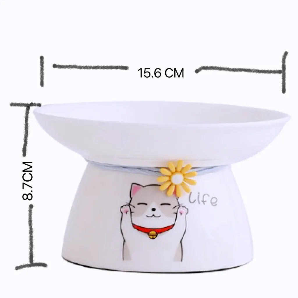 Raised Ceramic Cat Food & Water Bowls – Single or Set