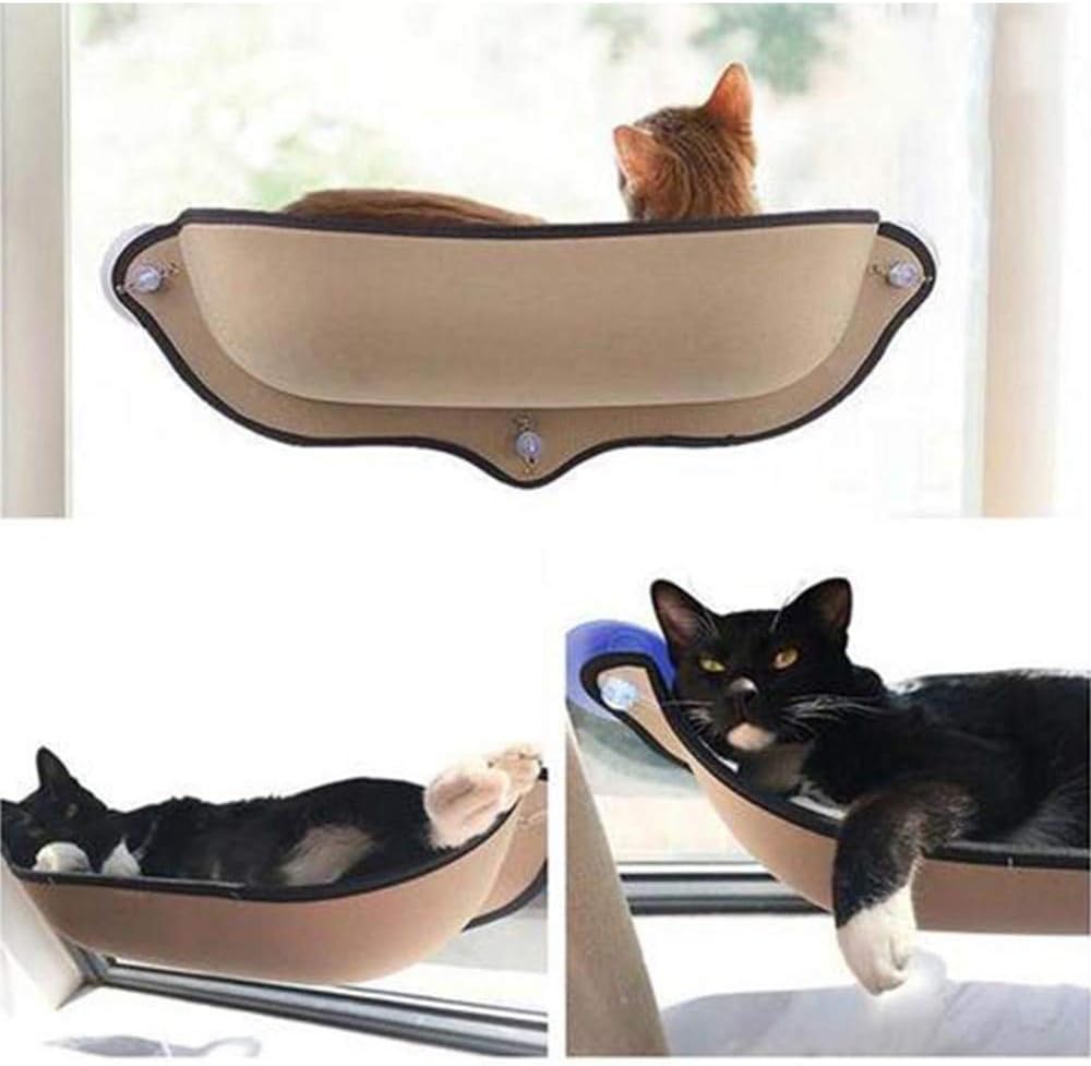 Khaki Car Window Perch Hammock for Pets