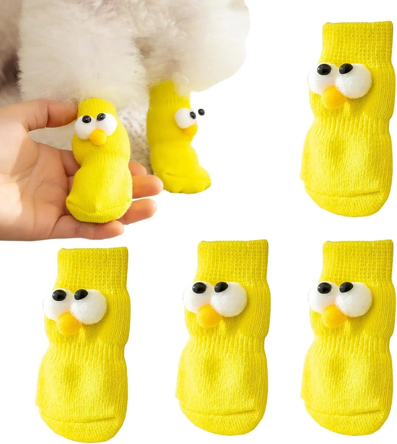 Non-Slip Dog Socks – 4-Piece Set, 8 Styles, 3 Sizes