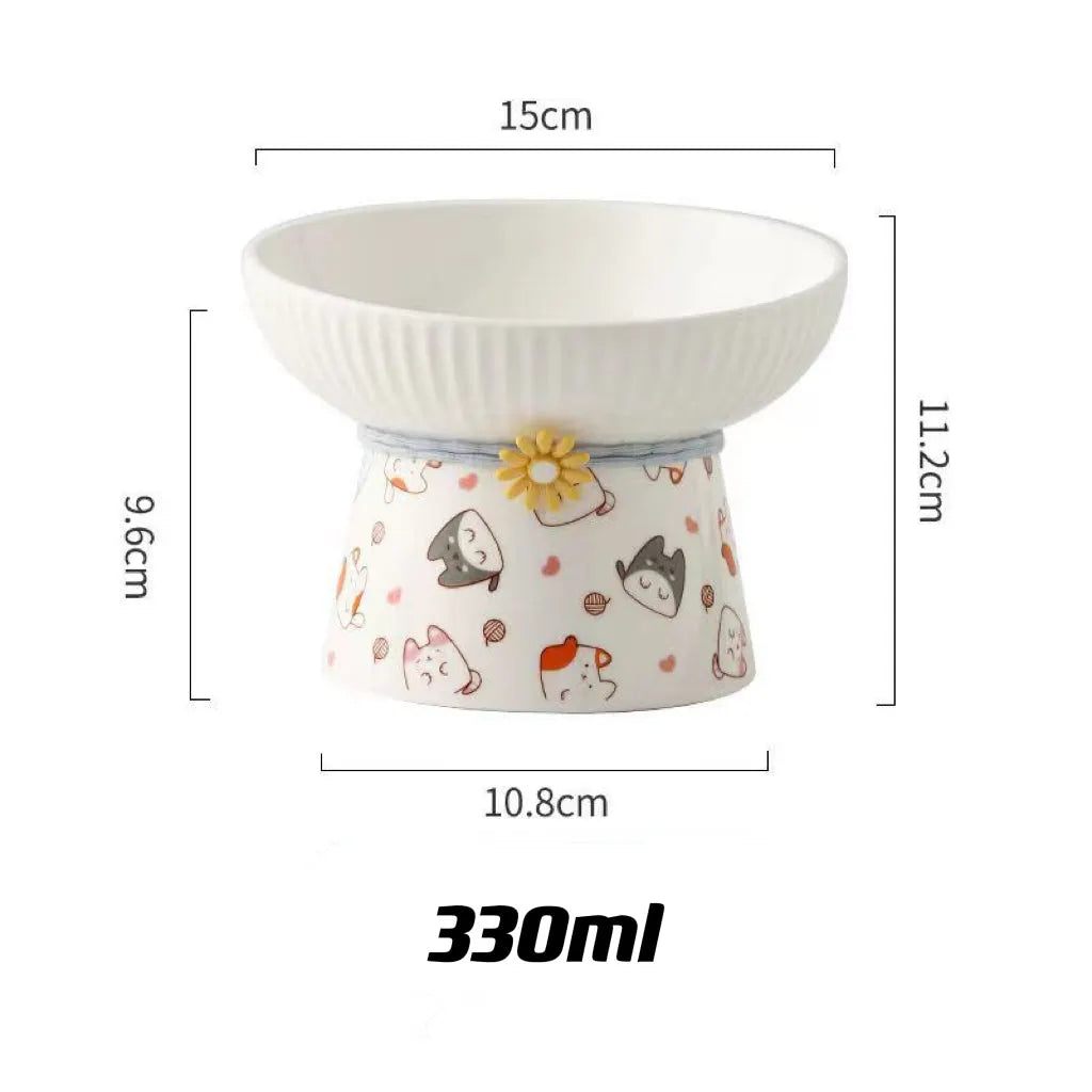 Cute Printed Raised Ceramic Cat Bowl – 4 Designs